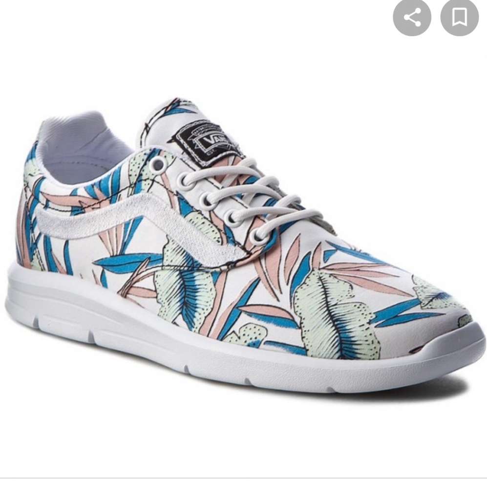 Vans tropical leaves lace up sneakers EUC 7